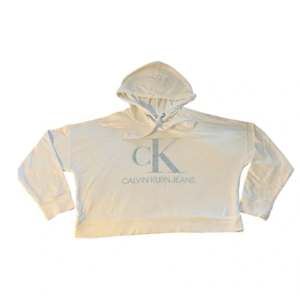 Calvin Klein Jeans Women's White Logo Hoodie‎